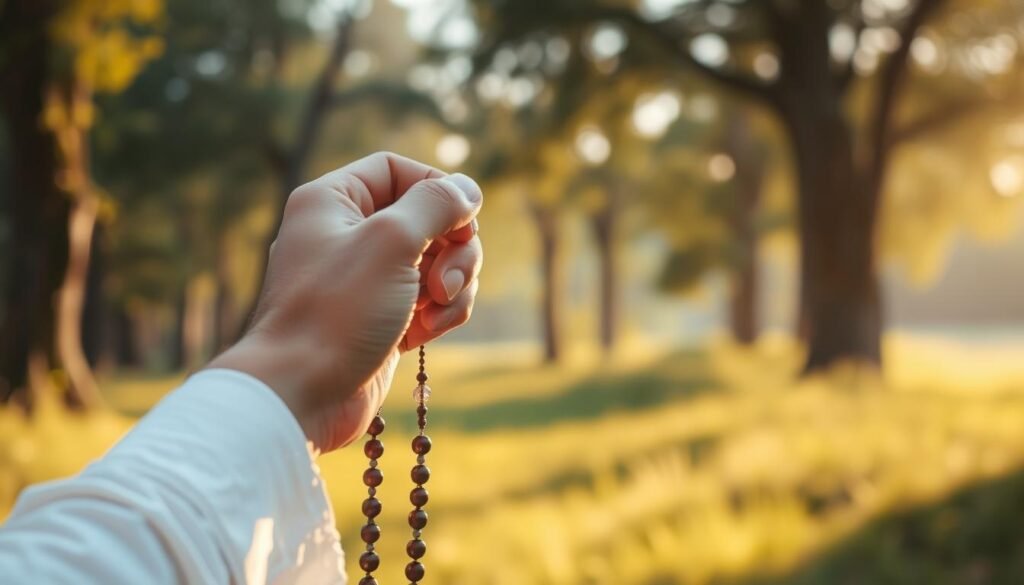 Meditação com contas do terço mariano