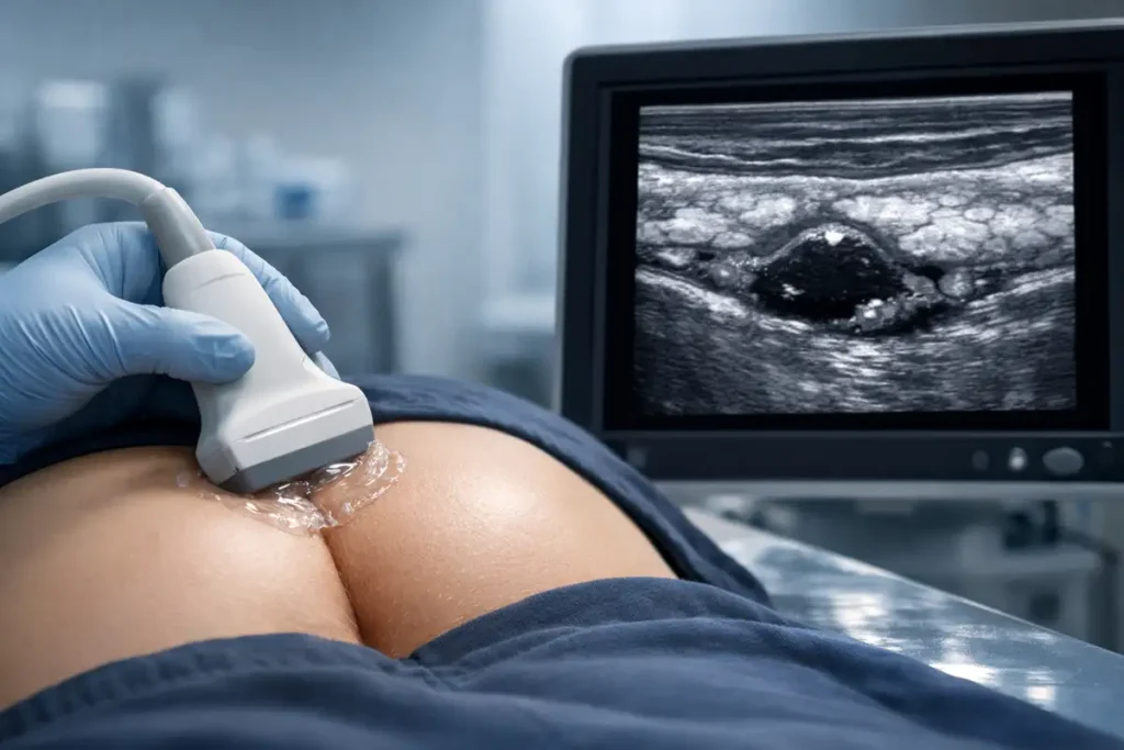 Qual ultrassom para ver cisto pilonidal? Qual ultrassom para ver cisto pilonidal